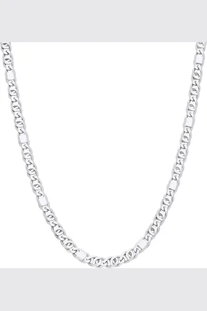 Lucardi Kinder Gerecycled zilveren jongens ketting platte gourmet schakel - Ketting - 925 - Zilverkleurig - 42 cm