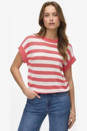 VERO MODA Trui Vmnewlexsun Mix Sl O-neck Short Pul 10324935 Dubarry/w. Snow White Dames