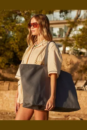 Merkloos Oversized canvas tote | oversized bag | shopper | beach bag | strandtas | grey | grijs