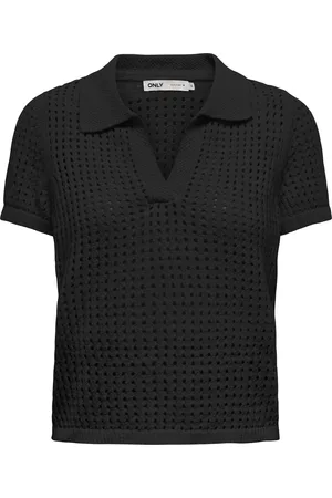 ONLY Poloshirt Onlannasofia Life Ss Long Polo Knt 15354851 Black Dames