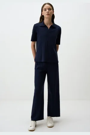 Jimmy Key Marineblauw Wijde Pijpen Joggingbroek