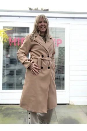 Merkloos Trenchcoat - half lange jas - coat - stoffen jas - met ceintuur - lang - Kleur - One size