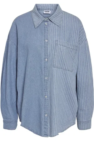 Noisy May Blouse Nmkatri L/s Oversize Str Shrt Bs006 27033693 Light Blue Denim Dames