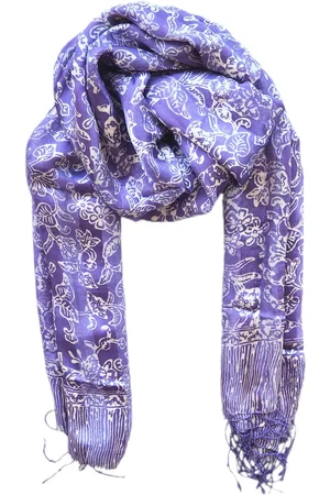 Merkloos Zijden Batik Sjaal Donkerbruin Extra Large Indonesisch Batik Shawl