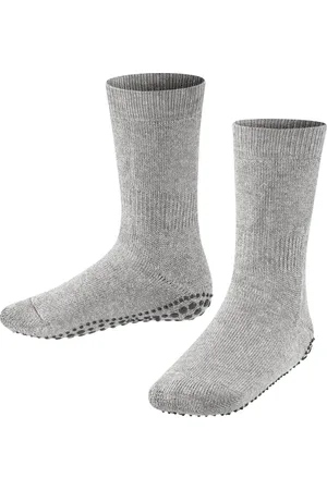 Falke Catspads antislip noppen katoen merino wol huissokken kinderen grijs