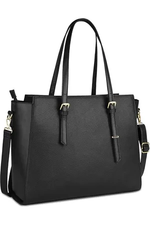 Merkloos Handtas Dames Grote Zwarte Laptoptas 15,6 Inch Elegante lederen schoudertas voor kantoorwerk, school