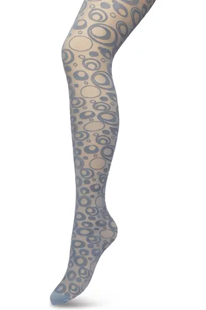 Bonnie Doon Panty 50 Denier Grijs/Blauw Dames maat L/XL - Rondjes en stipjes - Print - Cirkels - Dot Panty - Gladde Naden - Maximaal Draagcomfort - Circkles and Dots Tights - Chique Panty - Feestelijk - - BP221904.179