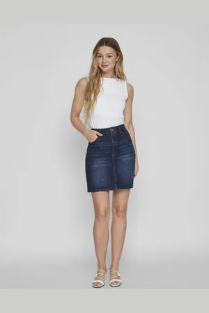 VILA Rok Vikaja Jaf Dbd Denim Skirt - Noos 14084731 Dark Blue Denim Dames