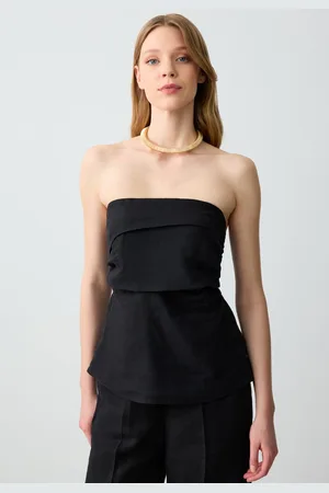 Jimmy Key Slim Fit Strapless Linnen Blouse