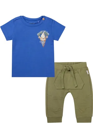Noppies Shirt Oloron Dazzling Blue en Broek Ormstown Oil Green Regulair Fit maat 74