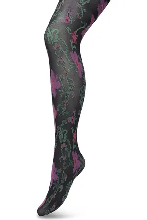 Bonnie Doon Bloemen Panty 60 Denier Zwart Dames maat L/XL - Bloemenprint - Gebloemd - Print - Gladde Naden - Maximaal Draagcomfort - Floral Ornament Tights - Chique Panty - Feestelijk - - BP221905.101