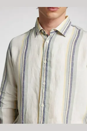 SELECTED Regkylian Linen LS Shirt Egret Multi Stripes