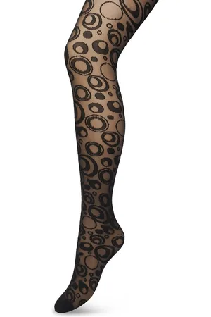 Bonnie Doon Panty 50 Denier Zwart Dames maat L/XL - Rondjes en stipjes - Print - Cirkels - Dot Panty - Gladde Naden - Maximaal Draagcomfort - Circkles and Dots Tights - Chique Panty - Feestelijk - - BP221904.101
