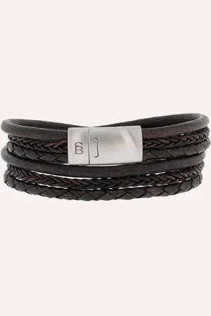 Steel & Barnett Bonacci Leren Armband - Heren - - 20.5 cm