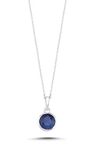 Zilver 925 Sterling en Ketting met Ruwe Saffier en 9mm Ronde Natuursteen – Symbool van Kracht en Wijsheid