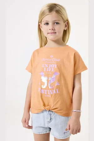 Garcia Meisjes Chest print T-shirt Oranje Korte mouw