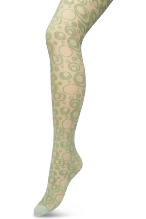 Bonnie Doon Panty 50 Denier Groen Dames maat L/XL - Rondjes en stipjes - Print - Cirkels - Dot Panty - Gladde Naden - Maximaal Draagcomfort - Circkles and Dots Tights - Chique Panty - Feestelijk - Licht Groen - Lichtgroen - - BP221904.273
