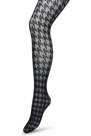 Bonnie Doon Houndstooth Panty 50 Denier Zwart Dames maat L/XL - Pied de Poule - Print - Gladde Naden - Maximaal Draagcomfort - Houndstooth Tights - Chique Panty - Feestelijk - - BP221903.101