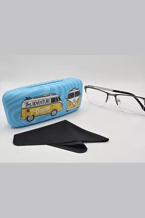 Puckator Harde brillenkoker met microvezeldoekje / Volkswagen Kampeerbus / Where the adventure begins / blauw / lichtblauwe bus / leuke cadeau / brillenetui / doos / brillenaccessoire voor kinderen en volwassenen / brillendoos dames heren kind / Ala