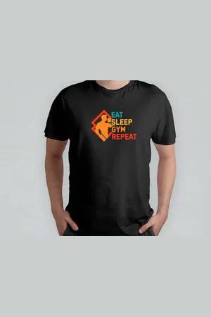 Build Your Brand Repeat Gym Sleep Eat - T Shirt - GymLife - FitnessJourney - NoPainNoGain - LiftHeavy - SportschoolLeven - TrainenMetPassie - FitnessReis - ZwaarTillen