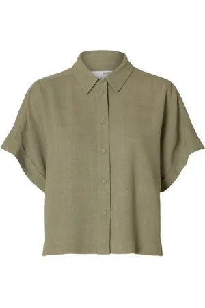 SELECTED Viva SS Cropped Sun Shirt Vetiver