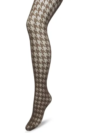 Bonnie Doon Houndstooth Panty 50 Denier Bruin Dames maat L/XL- Pied de Poule - Print - Gladde Naden - Maximaal Draagcomfort - Houndstooth Tights - Chique Panty - Feestelijk - Donkerbruin - - BP221903.158