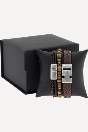 Steel & Barnett ® - Leren armband - heren - Classic Triple Set - - 22.5 CM