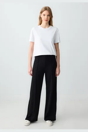 Jimmy Key Losse, Hoog Getailleerde Gebreide Zwarte Broek