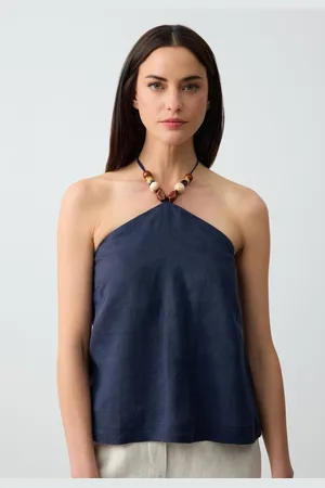 Jimmy Key Geweven Donkerblauwe Blouse