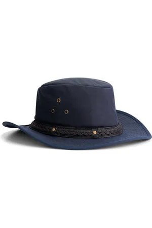 MGO MGO Harper Hoed Gewaxt katoen - Jagershoed - Cowboy hoed - Marine Blauw