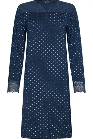 Pastunette Premium luxe blauwe modal-mix nachthemd met lange mouwen 