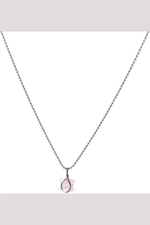 Heaven Eleven Dames ketting ballchain RVS rozekwarts merkabah hanger