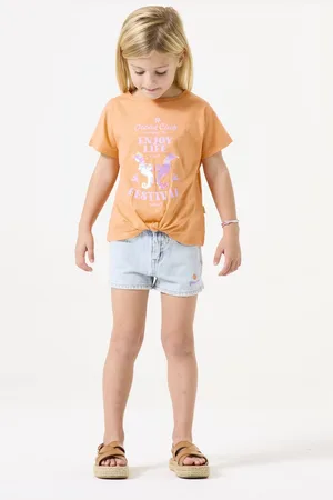 Garcia Meisjes Chest print T-shirt Oranje Korte mouw