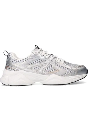 Sacha Dames - Zilveren metallic sneakers met gouden details