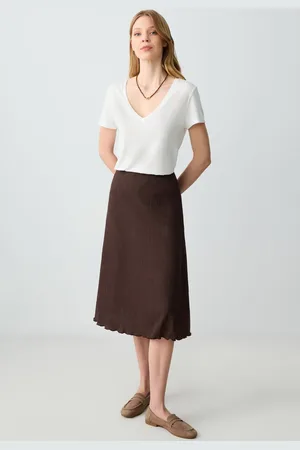 Jimmy Key Relaxed Fit Regular Waist Midi Gebreide Rok