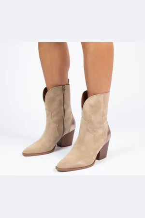 Manfield Dames - suède cowboy laarzen met metallic details