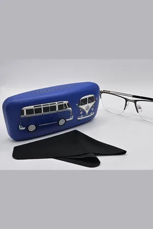 Puckator Harde brillenkoker met microvezeldoekje / Volkswagen Kampeerbus / Where the adventure begins / donkerblauw / blauwe bus / leuke cadeau / brillenetui / doos / brillenaccessoire voor kinderen en volwassenen / brillendoos dames heren kind / Al