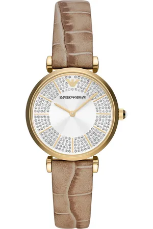 Emporio Armani Gianni T-Bar AR11518 Horloge - Leer - Bruin - Ø 32 mm