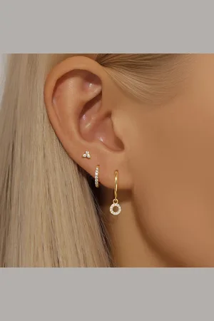 Dottilove Twinkle Cirkel Oorbellen Set - 18K Vergulde Oorbellen Set - 3 stuks