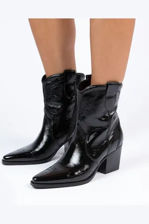Manfield Dames - Zwarte lakleren cowboy laarzen