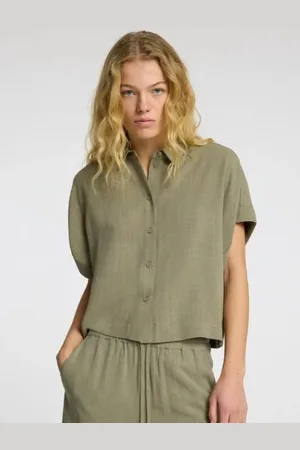 SELECTED Viva SS Cropped Sun Shirt Vetiver