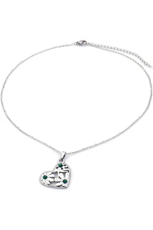 The Musthaves Ketting met Hart - - Hart met Bloemen Groen - RVS - Stainless Steel