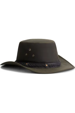 MGO MGO Harper Hoed Gewaxt katoen - Jagershoed - Cowboy hoed - Olijfgroen