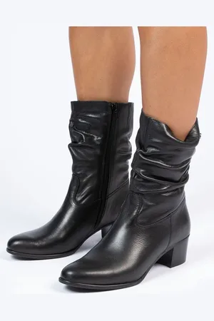 No Stress Dames - Zwarte leren laarzen met hak