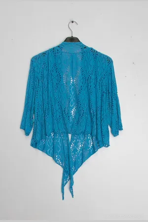 Merkloos Dames vest Resa effen cyaan bolero model XL/XXL Curvy Mode