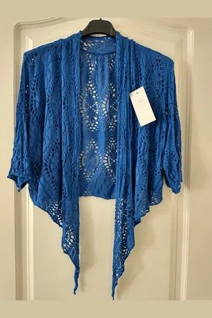 Merkloos Dames vest Resa effen royal blue bolero model XL/XXL curvy mode