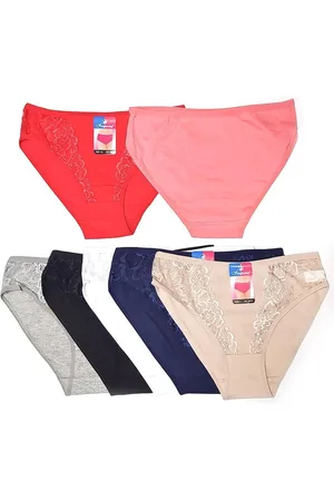 Merkloos Comfortabele slips met kant multipack 8 stuks katoen dames slips maat S