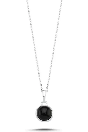 Zilver 925 Sterling en Ketting met Onyx en 9mm Ronde Natuursteen – Symbool van Kracht, Bescherming en Rust