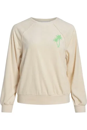 VILA Trui Vifrotte O-neck L/s Printed Shirt/l 14108483 Birch Dames