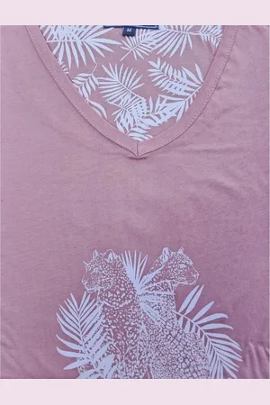 Cocodream Cocodream dames nachthemd korte mouw - maat XXL - Wildlife - 100% katoen - roze